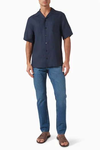 Logo-embroidered Shirt in Linen