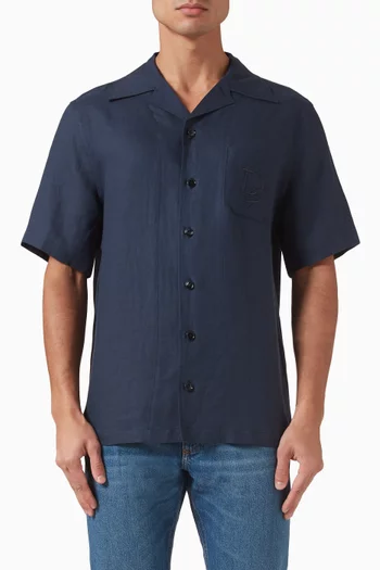 Logo-embroidered Shirt in Linen