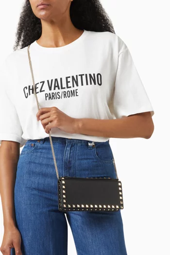 Rockstud Wallet on Chain in Calfskin