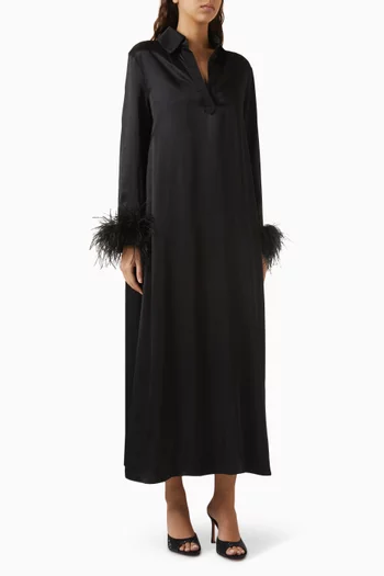 Luna Feather-trimmed Maxi Dress in EcoVero™ Rayon