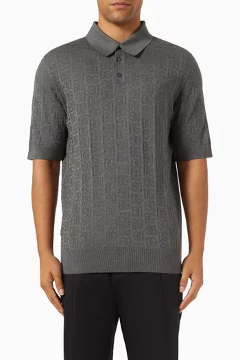All-over DG Logo Polo Shirt in Silk Jacquard