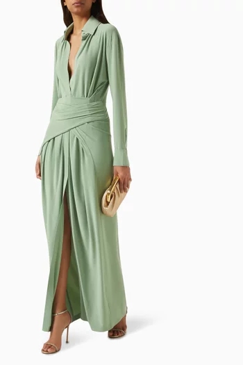Maxi Shirt Dress in Lycra-blend