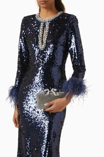 Crystal-embellished Box Clutch Bag