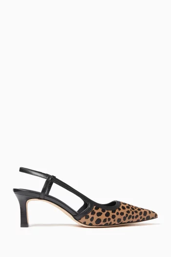 Alora 60 Slingback Pumps in Leopard-print Calf Hair