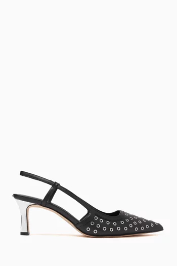 Alora 60 Rivet Slingback Pumps in Leather