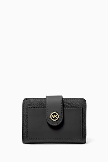 Small Tab Compact Wallet in Leather