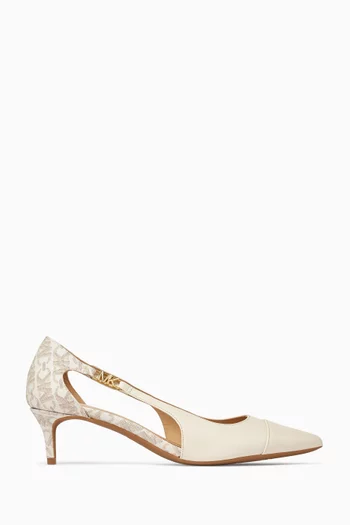 Veronica 50 Pumps in Leather & Logo Canvas