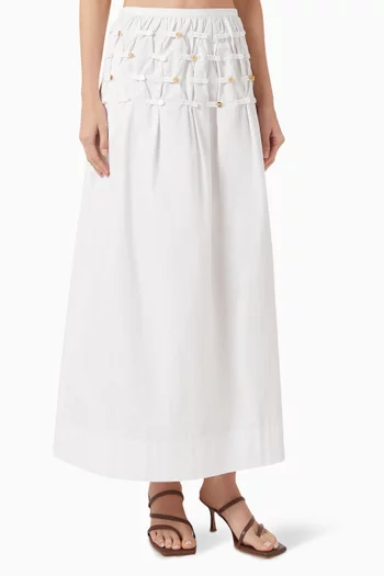 Buttoned Waist Maxi Skirt