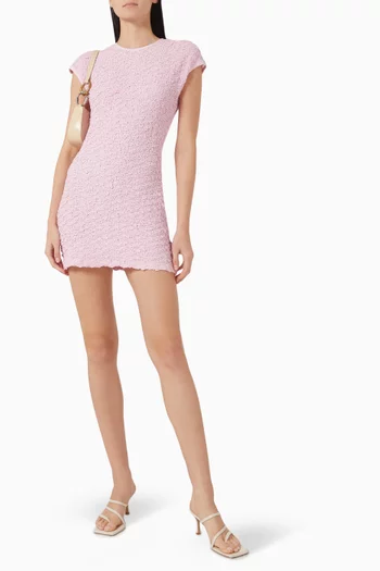 Shirred Mini Dress in Cotton