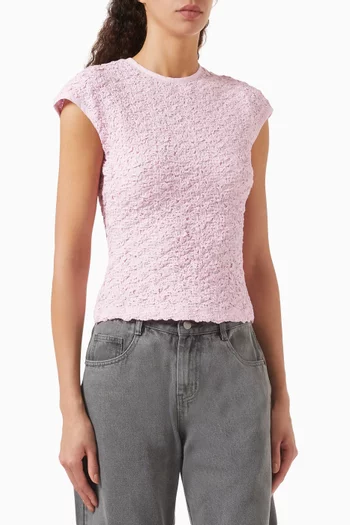 Shirred Cap-sleeve Top in Cotton