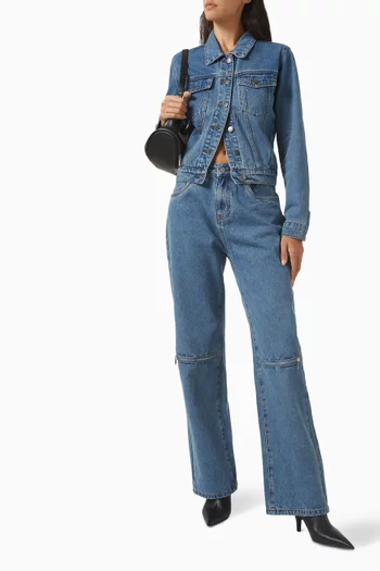 Straight-leg Zip-knee Jeans in Denim