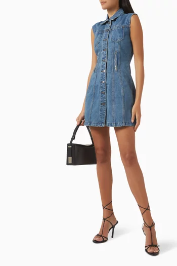 Zip Mini Dress in Denim