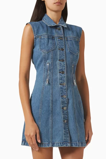 Zip Mini Dress in Denim