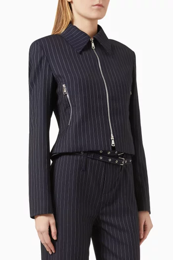 Zip Crop Jacket in Wool Blend