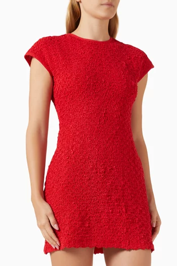 Shirred Mini Dress in Cotton
