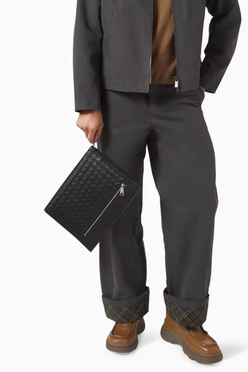 حافظة أوراق متوسطة‏ جلد مجدول