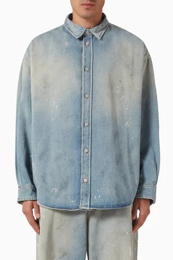Button-up Shirt in Cotton-blend Denim