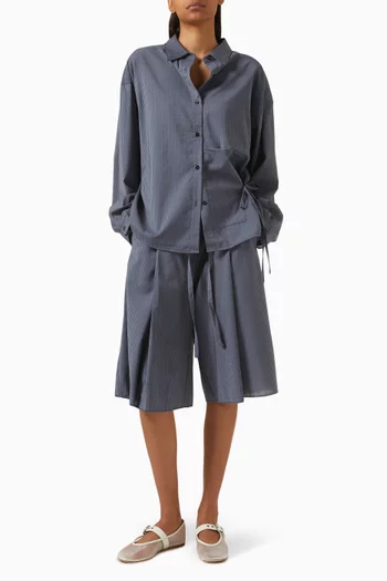 Stripe Longline Shorts in Wool