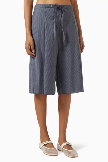 Stripe Longline Shorts in Wool