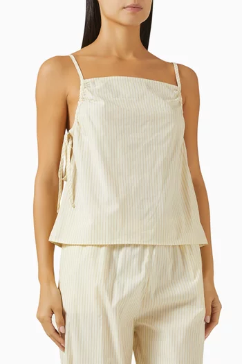 Gathered Strap Top in Organic Cotton Poplin
