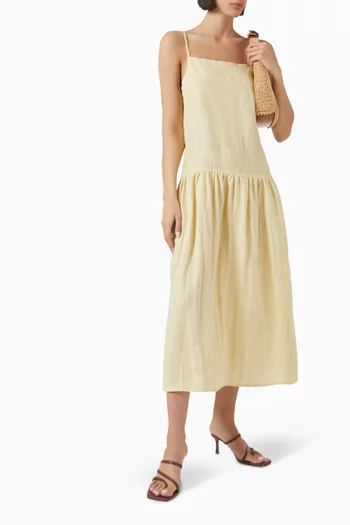 Gathered Halter Dress in Linen