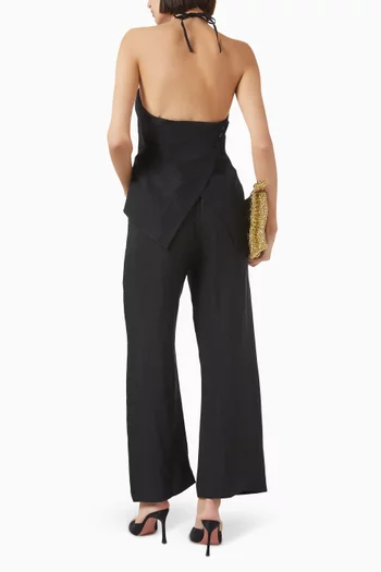 Low-back Halterneck Top in Linen