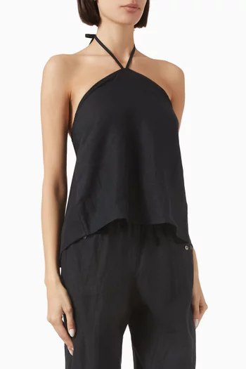 Low-back Halterneck Top in Linen