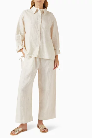 Tie-split Shirt & Pants Set in Organic-cotton