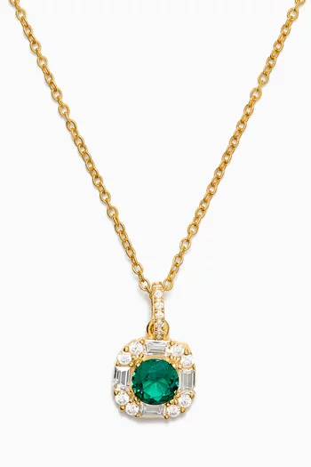 Emerald Pendant Necklace in Gold-plated Silver