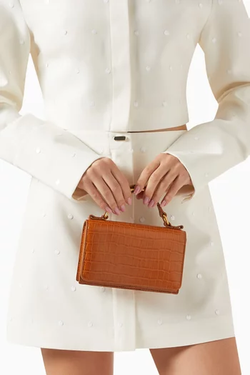 Mini Audrey Clutch in Croc-embossed Leather