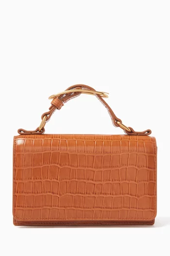 Mini Audrey Clutch in Croc-embossed Leather