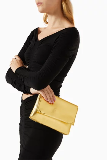 Sheath Clutch in Metallic Leather