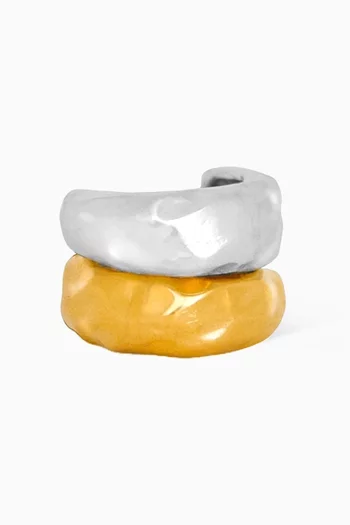 Chili Rings in 22kt Gold-plated Brass & Silver, Set of 2