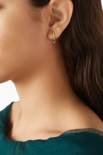 Emerald Single Earring in 14kt Yellow Gold