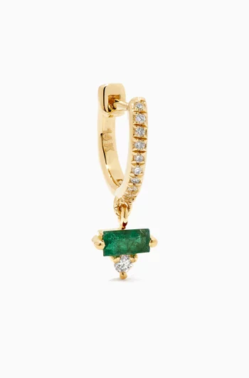 Emerald Single Earring in 14kt Yellow Gold