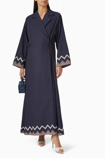 Zigzag Border-print Abaya