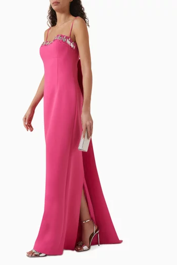 Jolie Embellished Bow Gown in Crepe
