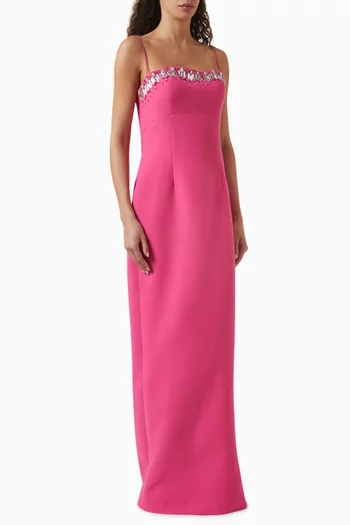 Jolie Embellished Bow Gown in Crepe