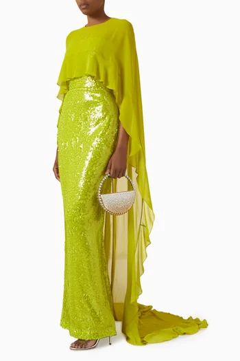 Floret Sequin Gown in Chiffon