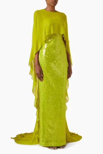 Floret Sequin Gown in Chiffon