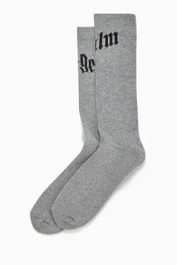 Curved Logo Socks in Cotton-blend