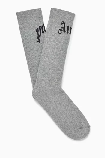 Curved Logo Socks in Cotton-blend