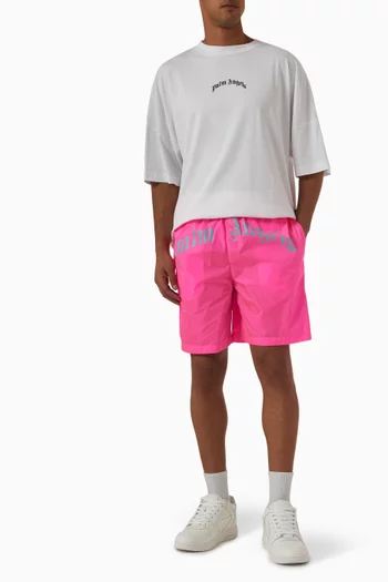 Curved Logo Swim Shorts in Nylon