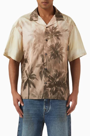 Sunset Palms Bowling Shirt in Cotton