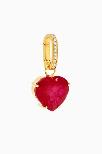 Heart-cut Ruby & Diamond Detachable Charm in 18kt Gold