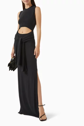 Ribbed Cut-out Maxi Dress in Cupro-blend