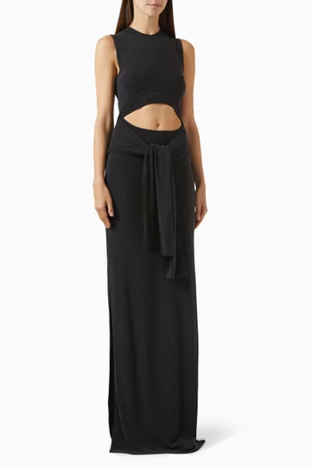 Ribbed Cut-out Maxi Dress in Cupro-blend