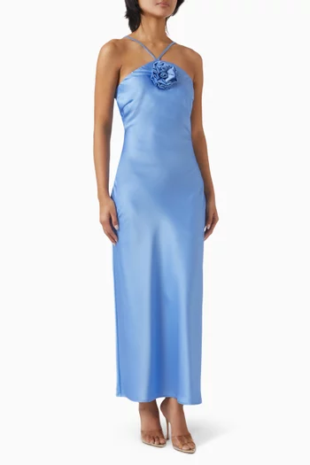 Yasrosivia Halterneck Dress in Satin
