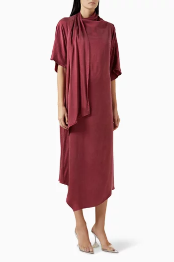 Asymmetrical-neckline Maxi Dress