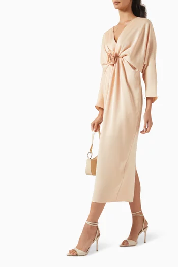 Rose-detail Midi Dress in Satin